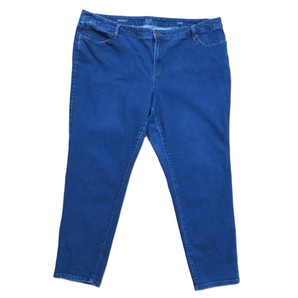 22W a.n.a Skinny Jeans Women's Blue Stretch Denim‎ Five Pocket Zip Fly